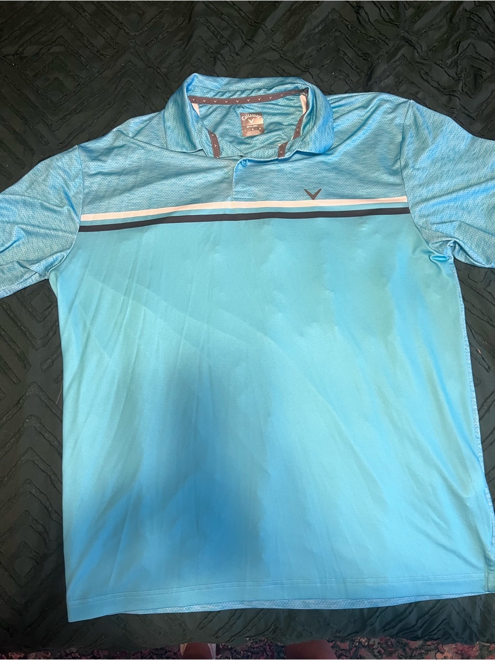Callaway Men’s Sky Blue Golf Polo with Stripe Detail